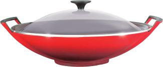 Le Creuset Wok mit Glasdeckel Kirschrot - Rot - 33 bis 40 cm