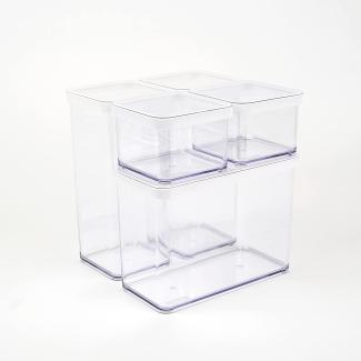 Rotho Loft 5er-Set Vorratsdosen mit Deckel verschiedene Größen, lebensmittelechter Kunststoff (PP) BPA-frei, transparent/weiss, (21.4 x 21.4 x 23.5 cm)