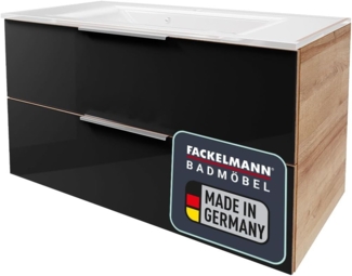 Fackelmann B.BRILLANT Badmöbel Set 2-teilig, 100 cm breit, Anthrazit Glas/Braun hell, Glas Weiß