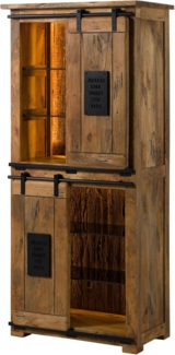 Massivmoebel24 Dreh-/Schwebetürenschrank (Mango / Altholz 80x45x175 natur lackiert RAILWAY LUX #116) Mango / Altholz 80x45x175 natur lackiert RAILWAY LUX #116