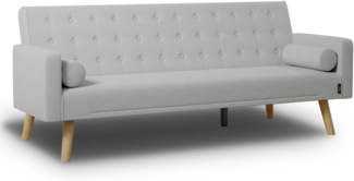 Nalui - 3-Sitzer-Schlafsofa 203 x 82 x 78 cm One Dots 2 Kissen mit Verstellbarer Rückenlehne | Grau