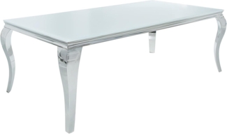 riess-ambiente Esstisch MODERN BAROCK 180cm weiß / silber (Einzelartikel, 1-St), Esszimmer · Opalglas · Edelstahl · eckig