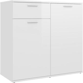 vidaXL Sideboard mit 2 Türen 1 Schublade Kommode Anrichte Mehrzweckschrank Beistellschrank Schrank Standschrank Hochglanz-Weiß 80 x 36 x 75 cm Spanplatte