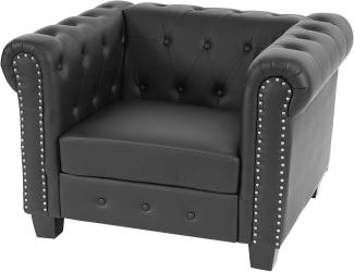 Luxus Sessel Loungesessel Relaxsessel Chesterfield Kunstleder ~ eckige Füße, schwarz