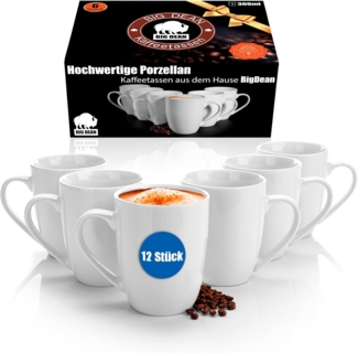 12 Stück Kaffeebecher 300ml aus hochwertigem echtem Porzellan - Tassen zum Bemalen - in Geschenkbox