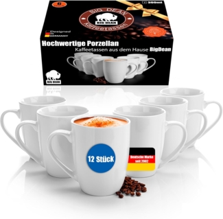 12 Stück Kaffeebecher 300ml aus hochwertigem echtem Porzellan - Tassen zum Bemalen - in Geschenkbox