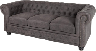 riess-ambiente 3-Sitzer CHESTERFIELD 205cm vintage grau taupe, Einzelartikel 1 Teile, Wohnzimmer · Couch · Microfaser · Federkern · Rundum-Bezug · Design