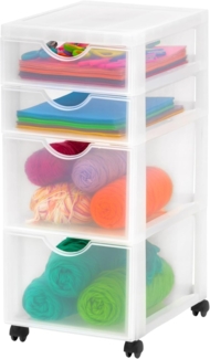 Iris Ohyama Kunststoff-Schubladenbox mit Rollen, 2 tiefe und 2 flache Schubladen, Mattweiß, Griffe zum Ziehen, Für Schlafzimmer, Schule & Büro, BPA-frei, Schubladenschrank, Rollcontainer, DDDC-322
