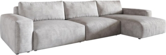 Ecksofa Lanzo XL 380x180 cm Cord Silbergrau Recamiere variabel