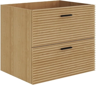 Vente-unique - Waschtischunterschrank geriffelt hängend - 2 Schubladen - Natur hell - 60 cm - SARONE