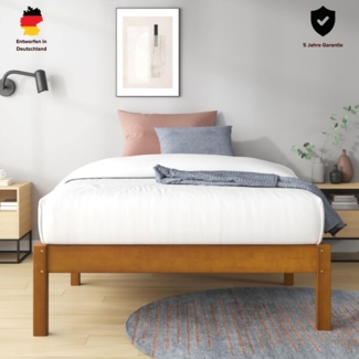 ZINUS Massivholzbett Emma Bamboo (Packung, 1-tlg, aus nachhaltigen Bambus), Kinderleichter Aufbau, Inklusive Lattenrost