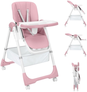 Kikka boo Kinderhochstuhl Spicy+ faltbar höhenverstellbar Fußstütze Räder Korb rosa
