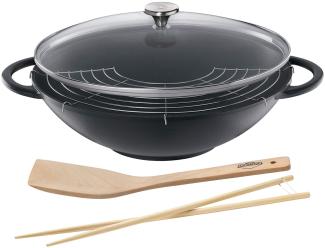 Küchenprofi Wok-Set Prestige Emaille schwarz