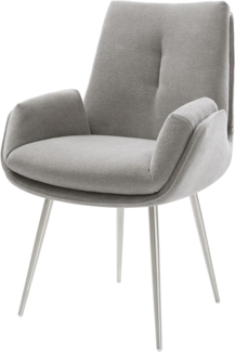 Esszimmerstuhl Clea-Flex Strukturstoff Soft Grau 4-Fuß konisch Edelstahl