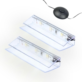 kalb LED Glaskantenbeleuchtung LED Glaskantenbeleuchtung Clip Set 3000K/5000K Transparent Plug & Play, 2er Set kaltweiß