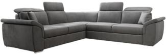 Designer Sofa Fernando mit Schlaffunktion und Stauraum Samt Grau