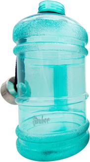 Steuber Jumbo Sport-Trinkflasche mit Edelstahldeckel, 2000 ml, mit praktischem Tragegriff, grün, mit Skala und Tragelasche