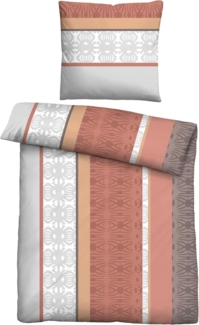 Traumhaft schlafen - Castell - Markenbettwäsche Polycotton Biber 0350356 LÄNGSMUSTER, rost, 1x 135x200 cm + 1x 80x80 cm