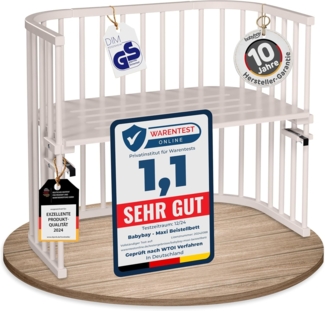 babybay Maxi extra großes Beistellbett aus massivem Buchenholz/Kinderbett Höhe stufenlos verstellbar & umweltfreundlich/mitwachsendes Babybett (beige lackiert)