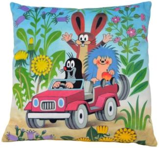 Kissen der kleine Maulwurf, Motiv Jeep2, 30x30 cm - Kinderkissen