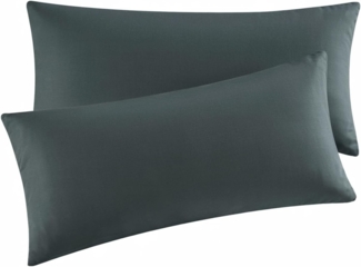 Aisbo Kissenbezug 40x80 2er Set - Kopfkissenbezug 40x80 Anthrazit mit Reißverschluss aus Mikrofaser, ÖKO-TEX Kissenhülle 40x80 cm, Weich und Bügelfrei