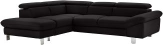 Mivano Ecksofa Driver mit Ottomane links, Ledercouch im modernen Design, Inkl. verstellbare Kopfstützen, 266 x 73 x 214, Kunstleder, Schwarz