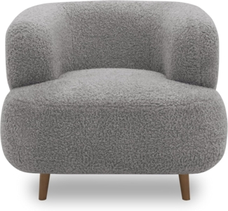 DOMO. collection Sessel Melo, Polstersessel in organischer Form mit Taschenfederkern, gepolsterte Rückenlehne, Holzfüße, Armsessel, Cocktailsessel, Loungesessel, 90 x 86 x 73 cm (BxTxH), grau