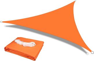 HEYOMART Sonnensegel Dreieck 5 x 5 x 5 m Wasserdicht Sonnenschutz inkl Befestigungsseile PES Polyester mit UV Schutz für Garten Terrasse Camping, Orange