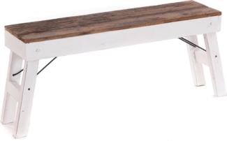 Sitzbank Aldo Recyclingholz massiv, Bein einklappbar 06 weiß-landhaus