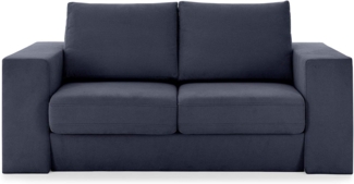 LOOKS by Wolfgang Joop Looks V-1 Designer Sofa mit Hockern, 2 Sitzer Couch, Funktionssofa, dunkelblau, Sitzbreite 140 cm