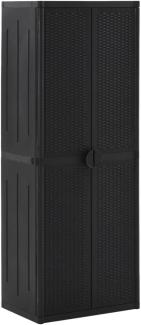 vidaXL Gartenschrank Schwarz 65x45x172 cm PP Rattan 151238