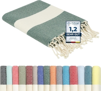 furora HOLIDAY Strandtuch groß 100x200 cm Strand Tuch, aus Baumwolle, Hamamtuch Badetuch, leicht, lang, dünn & kompakt