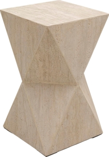 Kare Design Beistelltisch Luxury Triangle Travertine, Beige, Couchtisch, Ablage, Nachttisch, Stein-Optik, 53 x 31 x 31 cm (H/B/T)