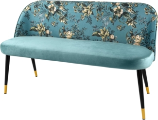 riess-ambiente Sitzbank PRÊT-À-PORTER türkis / schwarz (Einzelartikel, 1-St), Wohnzimmer · Samt · Metall · florales Design · Retro