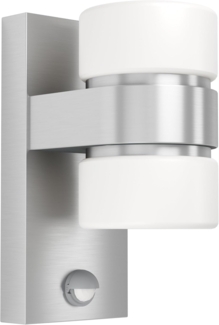 Eglo 96277 LED Outdoor Wandleuchte ATOLLARI edelstahl, silber weiß L:10cm H:23cm T:15,5cm Sensor IP44