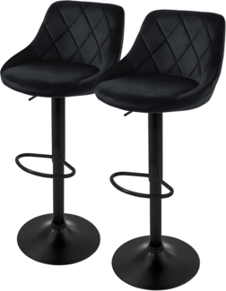ML-DESIGN Barhocker Gepolsterter Barstuhl mit Rückenlehne und Fußstütze, 360° drehbar (2 St), Drestuhl höhenverstellbar 62-82 cm, Schwarz, Bezug aus Samt
