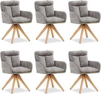 6 Stühle Esszimmer Küchenstühle Sitzkissen Leinen Grau Drehstühle Esszimmerstühle Drehbar Esszimmerstuhl mit Armlehne Dreh Sessel Modern