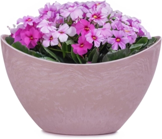 matches21 HOME & HOBBY Blumentopf Pflanzschale oval 24 cm für draussen Dekoschale alt-rosa marmoriert (1 St), Blumen-Schale als wetterfeste Friedhof-Schale Grab-Schmuck Grabschale