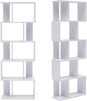 Rebecca Mobili Büroregal für Ordnen, Bücherregal Weiß für Schlafzimmer, 10 Ablagen, Holz MDF, Modern – Maße: 169 x 60 x 24 cm (HxLxB) - Art. RE4585