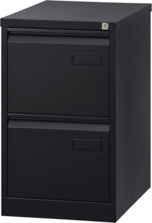 Bisley LIGHT Hängeregistraturschrank, einbahnig, DIN A4, 2 HR-Schubladen, Metall, 633 Schwarz, 62.2 x 41.3 x 71.1 cm