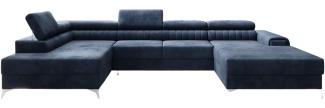 Designer Sofa Collina mit Schlaf- und Klappfunktion Samt Blau Links