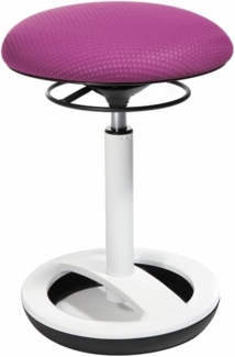Topstar Sitness High Bob, Stehhilfe, Fitnesshocker, Arbeitshocker, Sitzhöhe: 49 - 70cm, Standfußring Alu weiß lackiert, Stoffbezug, violett