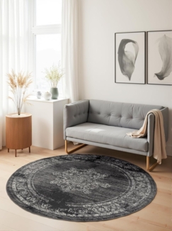 HANSE Home Teppich Lydia, rund, Höhe: 9 mm, Wohnzimmer, Schlafzimmer, Flur, Kurzflor, orientalisch, Vintage, weich
