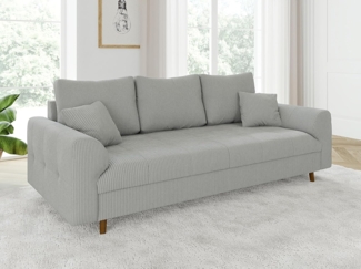 S-Style Möbel 3-Sitzer Sofa Zara mit Holzfüßen im skandinavischen Stil aus Cord-Stoff, mit Wellenfederung