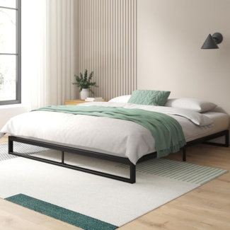 Zinus Trisha Metallbettgestell 18 cm Bettgestell Lattenrost Holzlattenrost 135x190 Schwarz