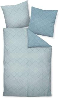 Janine J.D. Mako-Satin Bettwäsche 240x220 Rauten blau steinblau Wende 87053-02