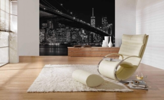 living walls Fototapete New York City Brooklyn Bridge, glatt, Motiv, abstrakt, naturalistisch, Skyline Tapete Brücke Fototapete Wohnzimmer Tapeten Flur Design Optik