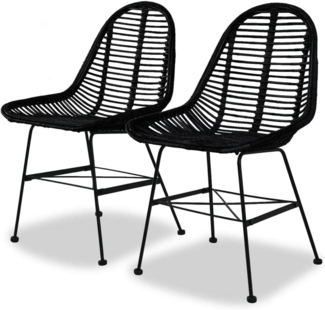 vidaXL Esszimmerstühle 2 Stk. Natur Rattan Schwarz 244571