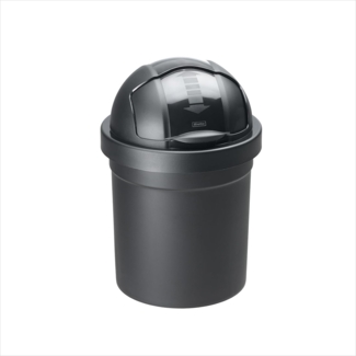 Rotho Roll Bob runder Mülleimer 10 l mit Deckel , Kunststoff (PP), schwarz, 10 Liter (26,5 x 26,5 x 39,5 cm)