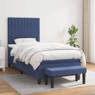 vidaXL Boxspringbett mit Matratze Blau 90x190 cm Stoff 3136723